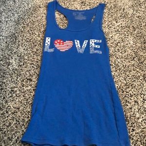 Blue love tank top